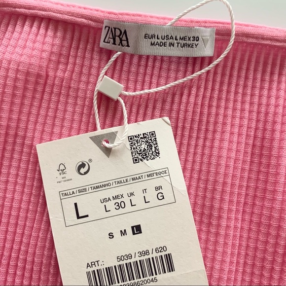 🌸New🌸 Zara Short Sleeve Crop Top Size Large & Medium Pink NWT - Picture 5 of 7